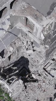 Vertical Video of a Destroyed Residential Building in Ukraine During the War alt