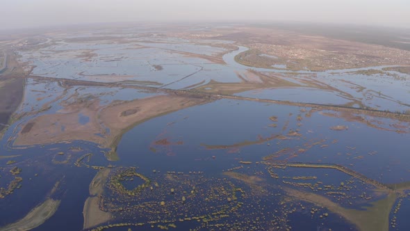 Aerial Drone Footage of High Water in Spring Time