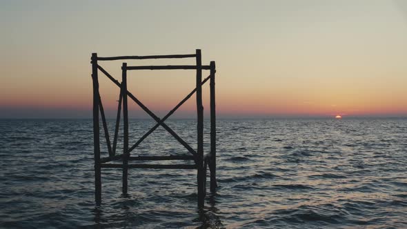 Mistique Ritual Constructions In Water At Sunset