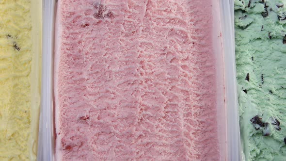 Top View Of Ice Cream With Different Flavours In Box