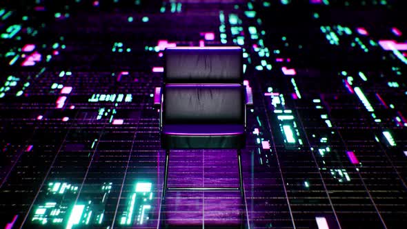Black Chair on the Cyberspace Background Loop alt