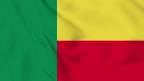 Benin flag seamless closeup waving animation. Vd 1996