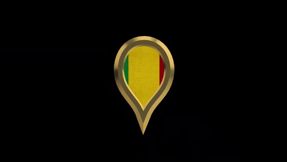Guinea Flag 3D Rotating Location Gold Pin Icon alt