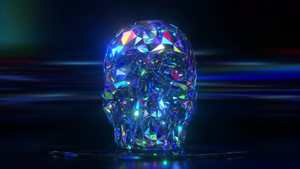 Diamond Skull Shines on a Black Background alt