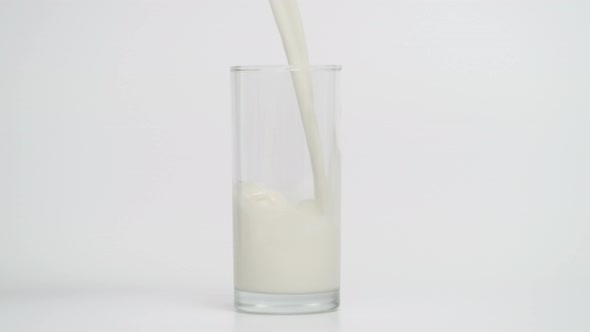 Slow Motion of Pouring Milk in Transparent Glass at 1000 Fps alt