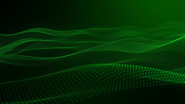 Green Color Particle Grid Line Wave Motion Animated Background alt