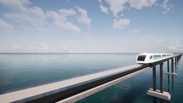 Modern Train Maglev Hyperloop on Sea Futuristic Transport alt