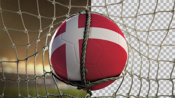 Soccer Ball Scoring Goal Night Frontal - Denmark