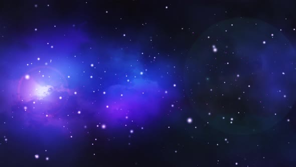 Space Background With Blue and Purple Nebula And Stars In 4K