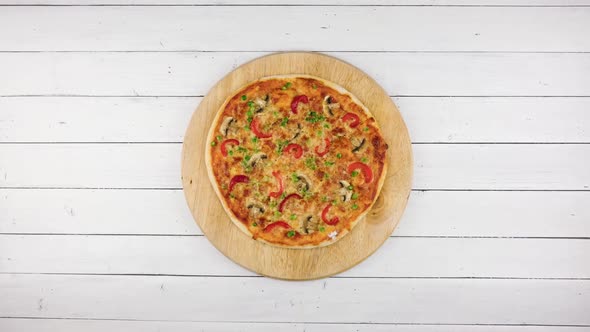 Top View of Baking Vegetables Pizza