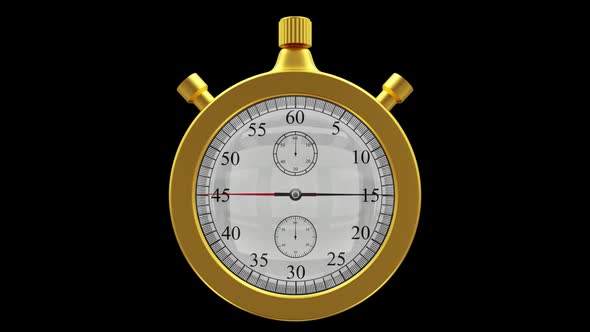 60 Second Countdown Clock - Gold Stop Watch Alpha Loop