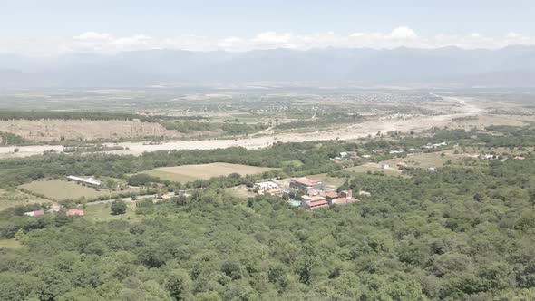 Telavi, Georgia - August 12 2021: Aerial view of hotel Chateau Mere alt