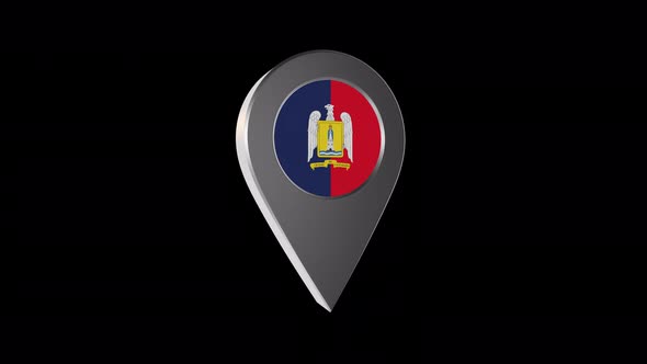3d Animation Map Navigation Pointer With Flag Of Velpariso (Chile) With Alpha Channel - 4K alt