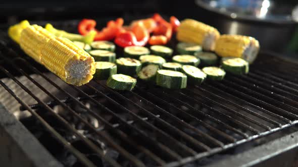 Fresh Grilled Vegetables on Barbecue for Dinner