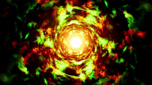 Abstract Green and Red Fire Energy Loop 4K alt