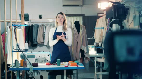 Seamstress is Filming a Vlog in the Tailorhouse alt