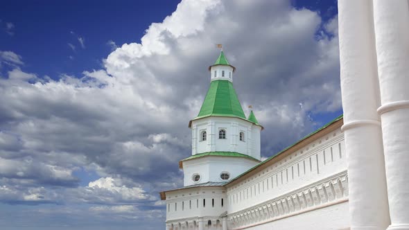 New Jerusalem against the moving clouds--  in town Istra, surroundings of Moscow, Russia 