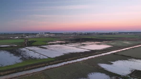 Sunrise Farm Field Texture 4 K Aerial View alt