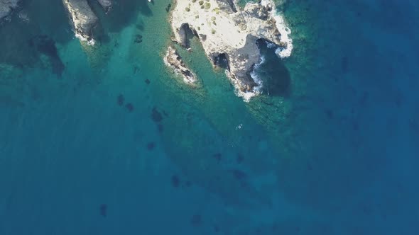 Aerial Footage of a Small Beach in Bali Village. Crete, Greece