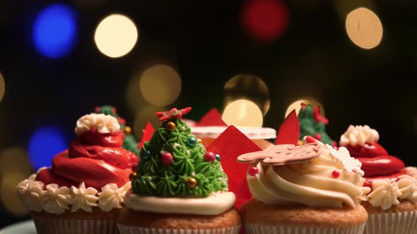 Closeup of Delicious Christmas Cream Cupcake