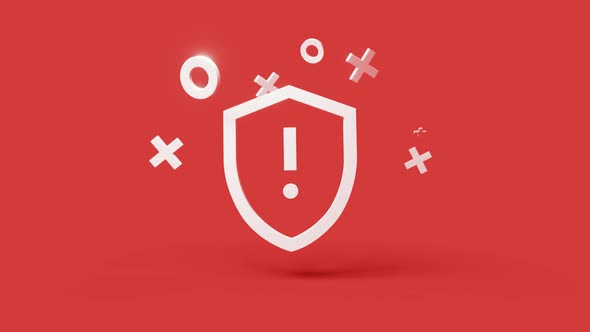 Attention 3d icon on a simple red background 4k seamless animation loop alt
