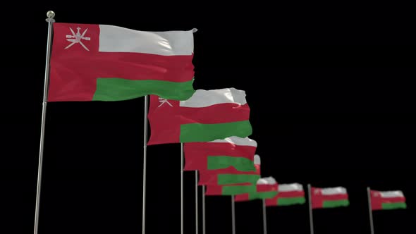 Oman Row Flag With Alpha