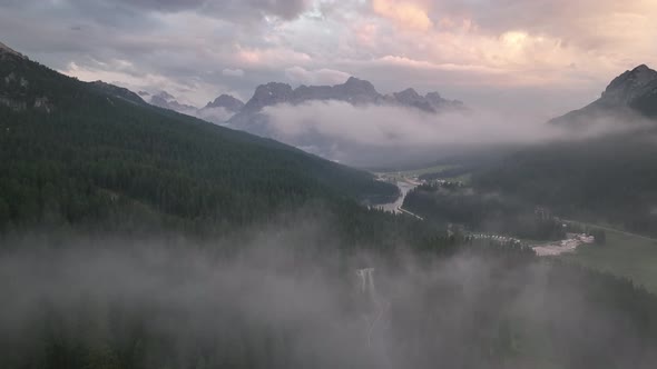 Mountain lake in the Dolomites with Tre Cime di Lavaredo reflection alt