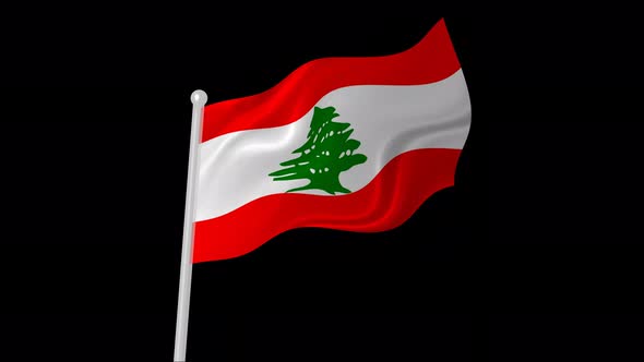 Lebanon Flag Flying Animated Black Background alt