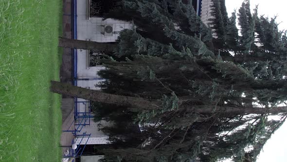 Vertical Video of Brodyanka Ukraine  Burned Down Police Station During the War alt