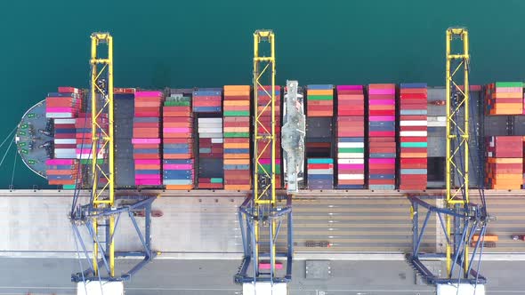 Container ship in export and import business and logistics. alt