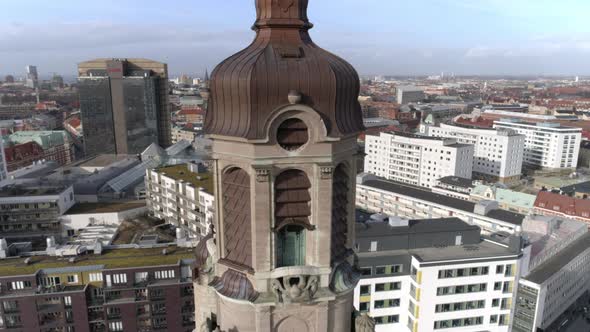 Aerial View of Church in Malmö City Sweden