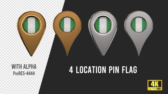 Nigeria Flag Location Pins Silver And Gold alt