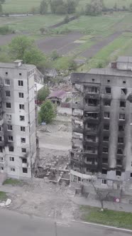 Vertical Video of a Destroyed House During the War in Ukraine alt