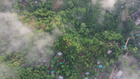Aerial view of Lushai, an heritage small village in Sajek Valley, Bangladesh. alt