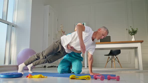 Back Health, The Man Performs Back Exercises, Which Restore Physical Functions, Healthcare Concept alt