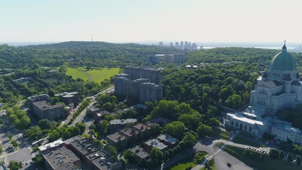 Aerial of Montreal, with Saint Joseph's Oratory alt