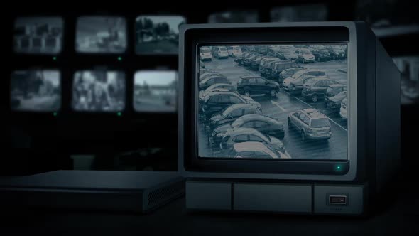 Parking Lot On Cctv Monitor alt