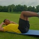 Motivated Athletic Black Man Doing Crunches Exercise in Nature - VideoHive Item for Sale