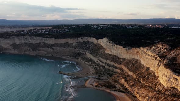 Flying over Episkopi, a bay on the south-western shore of Cyprus. Limassol District alt