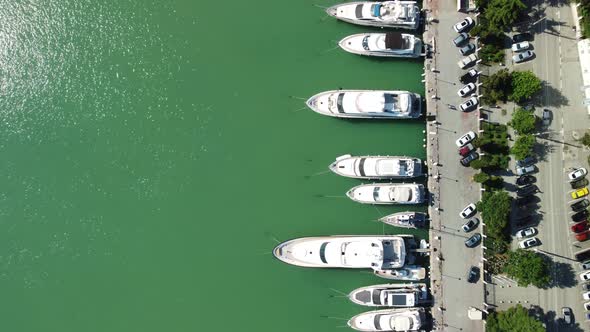 Aerial Panoramic View of Balaklava Landscape with Boats and Sea in Marina Bay alt