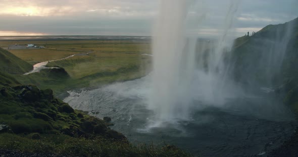 Seljalandfoss Waterfall in Summer Sunset Iceland alt
