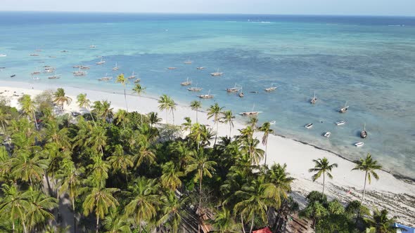 Aerial View of the Beach on Zanzibar Island Tanzania Slow Motion alt