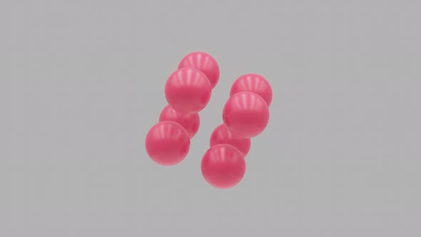 Pink balls rotates on a white background. Abstract seamless loop 3D rendered motion graphic objects alt