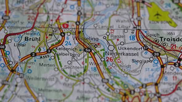 Roads On Map Earth North Rhine Westphalia.