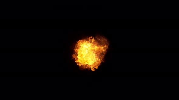 Super Slow Motion Shot of Fireball Explosion Towards the Camera Isolated on Black at 1000Fps alt