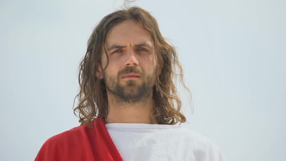Jesus Crying and Looking Into Camera, Feeling Compassion for People, Mercy alt