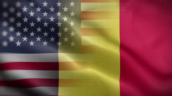 USA Belgium Flag Loop Background 4K