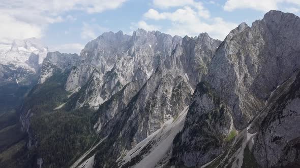 Aerial of Gosaukamm and Gosausee, Austria alt