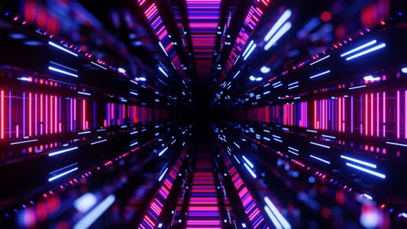 Fly Through Mirror Designs Form Tunnel Technology Cyberspace with Neon Glow alt