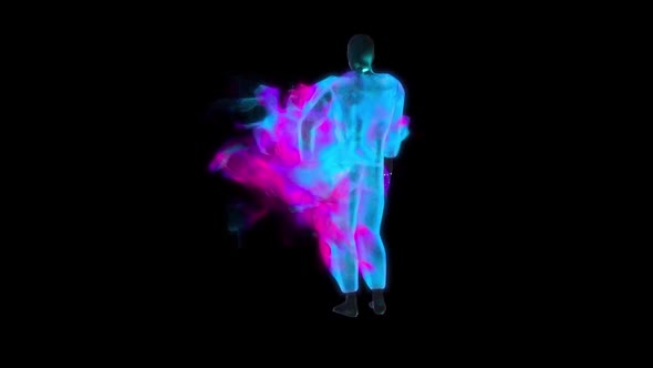 Abstract Man Of Colored Smoke Dancing Breakdance